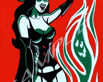 Bettie Page Halloween Art Print