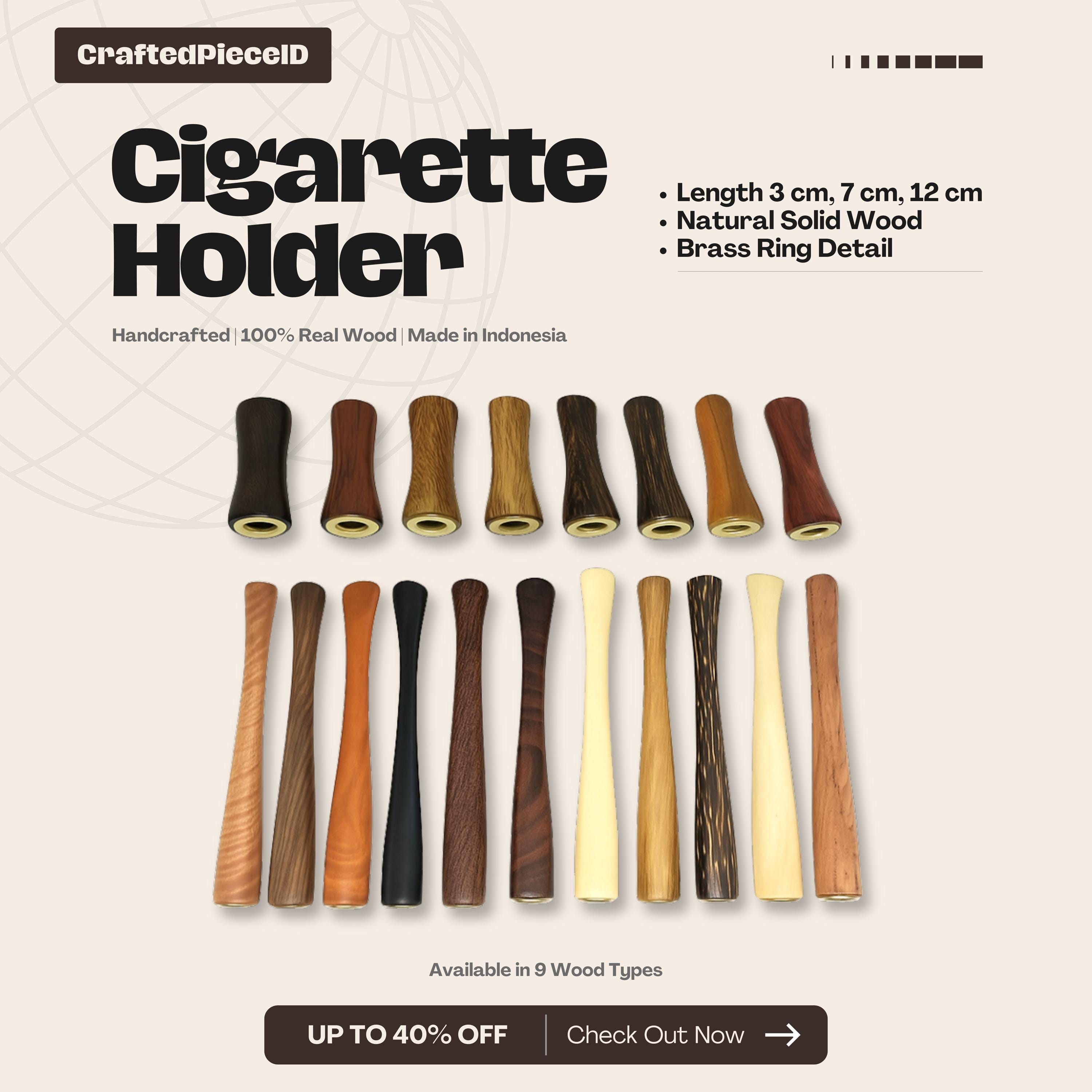 Handcrafted Wooden Cigarette Holder – Natural Hardwood Slim Holder, Elegant  Vintage Style Smoking Accessory