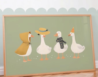 Stampa artistica di Silly Goose / Arte murale di oche / Download digitale di oche / Decorazioni murali per la cameretta dei bambini / Stampe artistiche di animali / Arte murale per la cameretta dei bambini