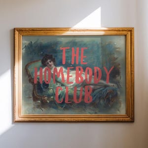 The Homebody Club Print | Eclectic Wall Art |Trendy Retro Apartment Art | Vintage Wall Art Print | Aesthetic Apartment Art Digital Download