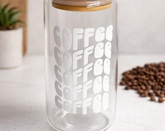 Clear Glass Iced Coffee Tumbler with Bamboo Lid – Coffee Lover Gift