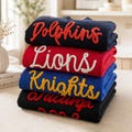 Chenille Yarn Embroidered Sweatshirt Game Day Fuzzy Letter Team Spirit Football Mom