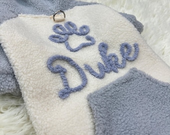 Corduroy Pet Hoodie with Soft Chenille Name Embroidery — Custom Dog Hoodie, Perfect Holiday Gift