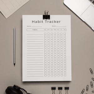 Habit Tracker | A4 Printable PDF | Minimalist | Instant Download