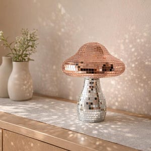 Disco Mushroom Decor | Mirror Mosaic Mushroom Ornament | Sparkly Statement Shelf Decor | Retro 70s Room Aesthetic | Gift For Her