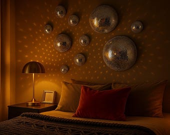 Mirror Tile Disco Ball Wall Decor: 70s Retro Party Vibe Home Decor