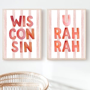 Set mit 2 benutzerdefinierten Aquarellbildern der Universität von Wisconsin - Universität von Wisconsin Wandkunst Digitaler Download Wohnheim Dekor