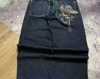 Y2K Baggy Black Opium Pocket Jeans Gothic Pants Oversized