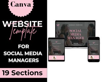 Social Media Browser Canva Website Template | Bearbeitbare One Page Website für SMMs, Freelancer & Digital Marketing Services