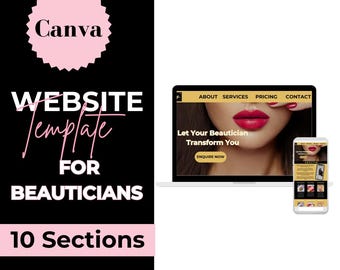 Beautician Canva Website Template | Editable Landing Page Website for Esthetician, Hair, Lash, Brow, Skincare & Beauty Business Owners