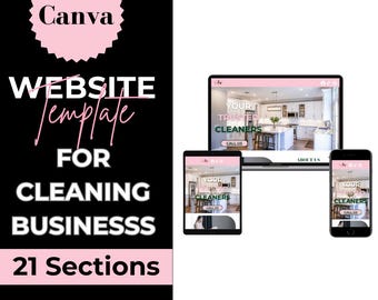 Cleaning Business Canva Website Template | Editable One Page Website for Cleaners, Housekeeping, Maid Services & Home Organizers