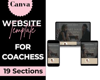 Coaching Website Template for Canva | Editable One Page Website for Life Coaches, Business Coaches, Mindset & Wellness Experts