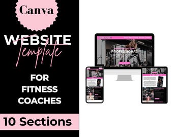Fitness Coach Canva Website Template | Editable One Page Website for Personal Trainers, Online Coaches & Health Experts