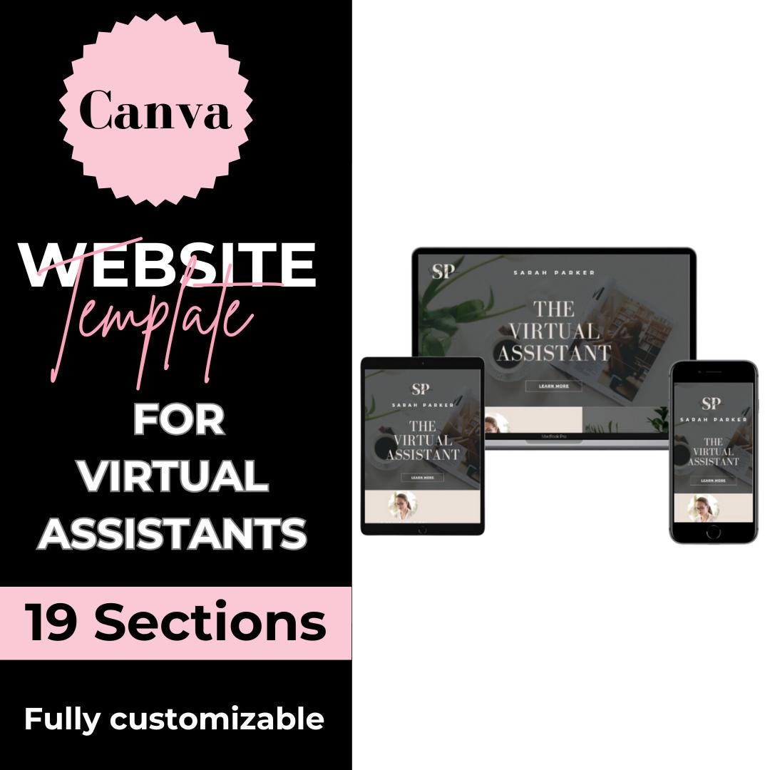 Virtual Assistant Canva Website Template | Editable One Page Website ...