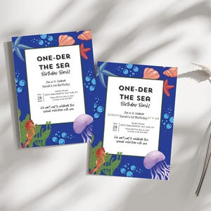 Convite de 1º aniversário One-Der the Sea