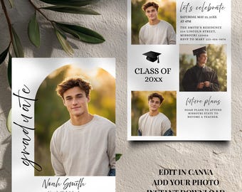 Editable Graduation Announcement Template • Photo College Grad Invite (Digital Download)