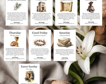 Holy Week Scripture Cards, Family Devotional, Palm Sunday to Easter Sunday (Digital Download)