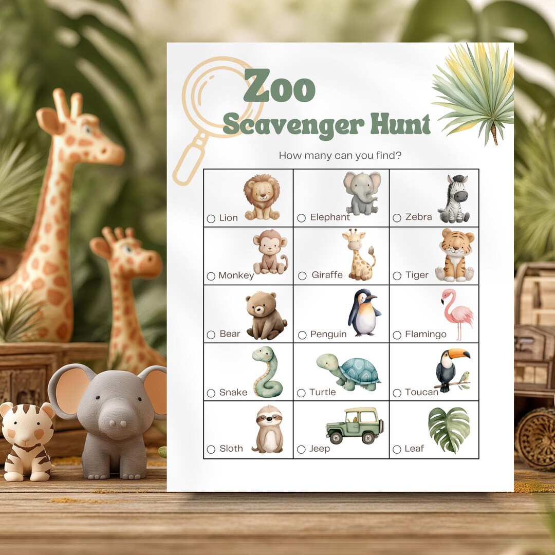 Zoo Scavenger Hunt Printable | Kids Animal Activity Game (PDF) - Etsy