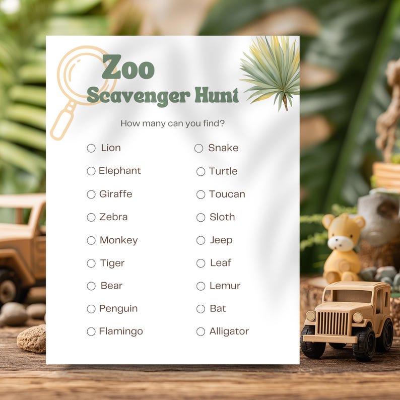 Zoo Scavenger Hunt Printable | Kids Animal Activity Game (PDF) - Etsy