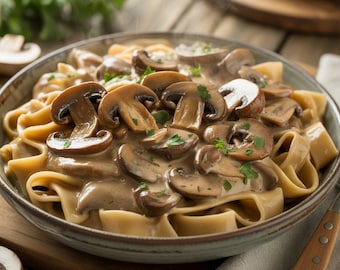BEST RECIPE for Creamy Vegan Mushroom Stroganoff | Easy Homemade Pasta Dinner | Plant-Based Comfort Food | Instant Printable Download