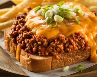 NAJLEPSZY PRZEPIS na Texas Toast Sloppy Joe | Łatwe i serowe Sloppy Joe z otwartą buzią | Danie na poprawę humoru | Pobierz plik PDF