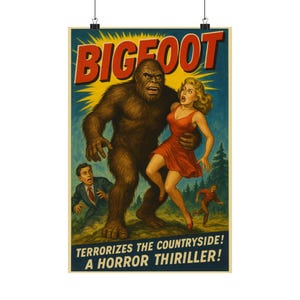 Vintage Bigfoot Movie Poster Art: Scary Film Decor