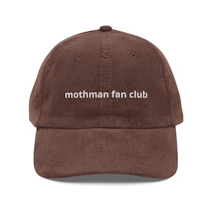 Mothman Fan Club Hat – Embroidered Cryptid Hat, Funny Mothman Gift, Corduroy Dad Hat for Paranormal Fans, Mothman Aesthetic Hat