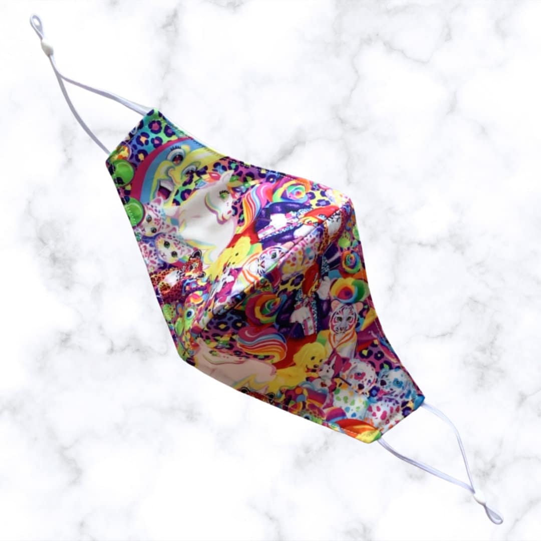 Rainbow Artsy Animals 90s Face Mask for Adults. Made from 100% Cotton…
