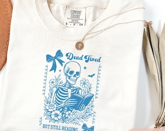 Buried In Books Skeleton Shirt Halloween Book Lover Tee Reading Skeleton Floral T-Shirt Spooky Season Reader Gift Gothic Librarian Shirt