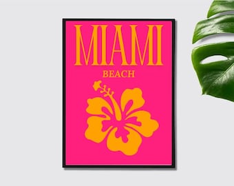 Miami Beach Art Print | Retro Floral Poster (Digital Download)
