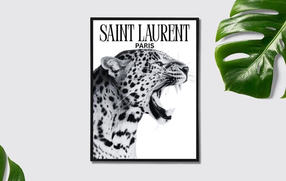 Aesthetic Leopard Saint Laurent Paris Poster Digital Print