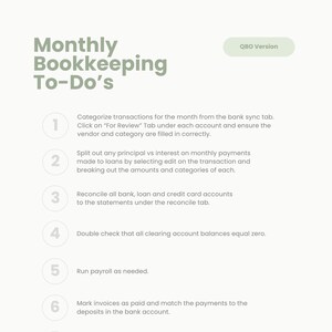 Monthly Bookkeeping To-Do&#39;s