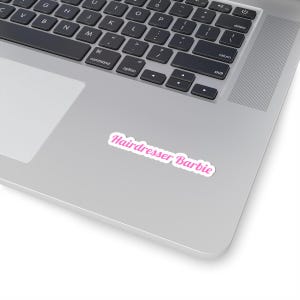 Hairdresser Barbie Pink Laptop Sticker, Cute Sticker, Girly Decal, Stylist Gift, Hair Salon Decor, Beauty Theme Sticker, Laptop Accessory