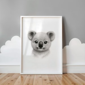Stampa digitale per cameretta di Koala – Decorazione murale per cuccioli di animali – Decorazione della fauna selvatica australiana – Cameretta unisex – Download immediato – Simpatico cucciolo di Koala