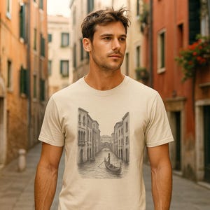 Vintage Venice Gondola Shirt – Retro Travel Tee – Italian Cityscape Graphic – Wanderlust Aesthetic Gift – Unisex Shirt