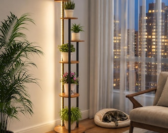 Indoor Plant Stand with Grow Lights, 57 Inch 6 Tier Shelf with Wheels