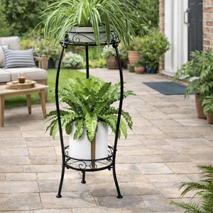 2-Tier Metal Plant Stand – Heavy Duty Indoor Outdoor Flower Pot Shelf