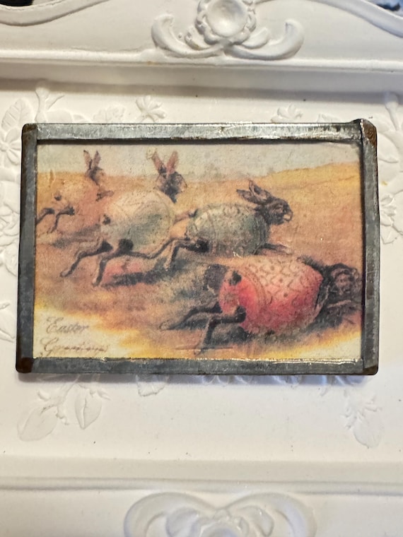 VTG rabbit easter eggs racing Easter Spring brooc… - image 1