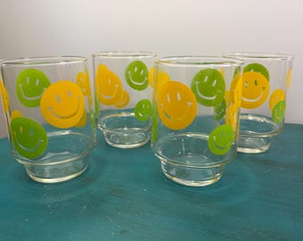 Bicchieri impilabili Libbey Smiley Face, stile vintage anni '70, divertenti e groovy, da 473 ml (16 oz).