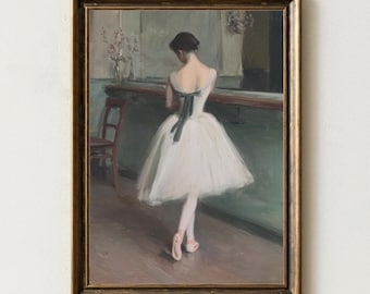 アンティークバレリーナ絵画：バレエ壁掛け印刷可能、ヴィンテージ