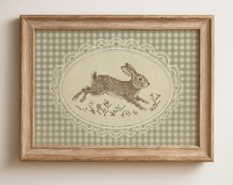 Cottagecore Nursery Bunny Wall Art: Neutral Baby Room Decor, Woodland Animal Print (Digital Download)