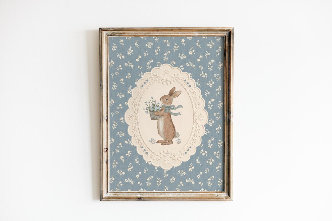 Bunny Nursery Art Print: Cottagecore Rabbit Wall Art, Storybook Bunny ...