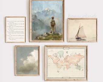 Vintage Explorer Boy Wall Art Set: Nursery Decor (Digital Download)