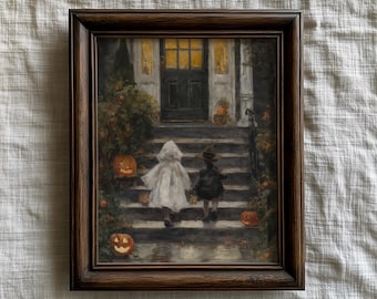 Halloweennacht-kunstprint: vintage herfstafdrukbaar wanddecor (digitale download)