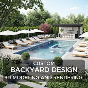 Custom Backyard Design, Online Backyard Design, Backyard 3D Rendering, Landscape Design, Pool Design, Pergola Design, Patio Design