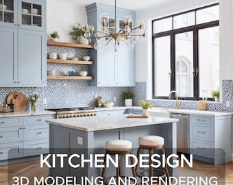 Kundenspezifisches Küchendesign, 3D-Modellierungs- und Erscheinungsbild