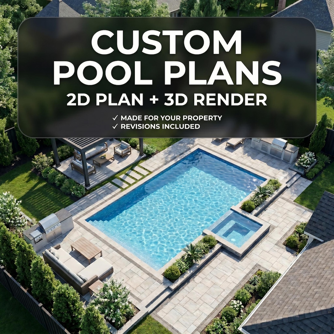 Custom Pool Plans, Pool Design, Backyard Pool Rendering, 3D Pool Design ...