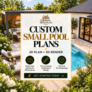Planos personalizados para piscinas pequeñas / Diseño de piscinas para patios traseros / Renderizado 3D y plano de distribución de piscinas