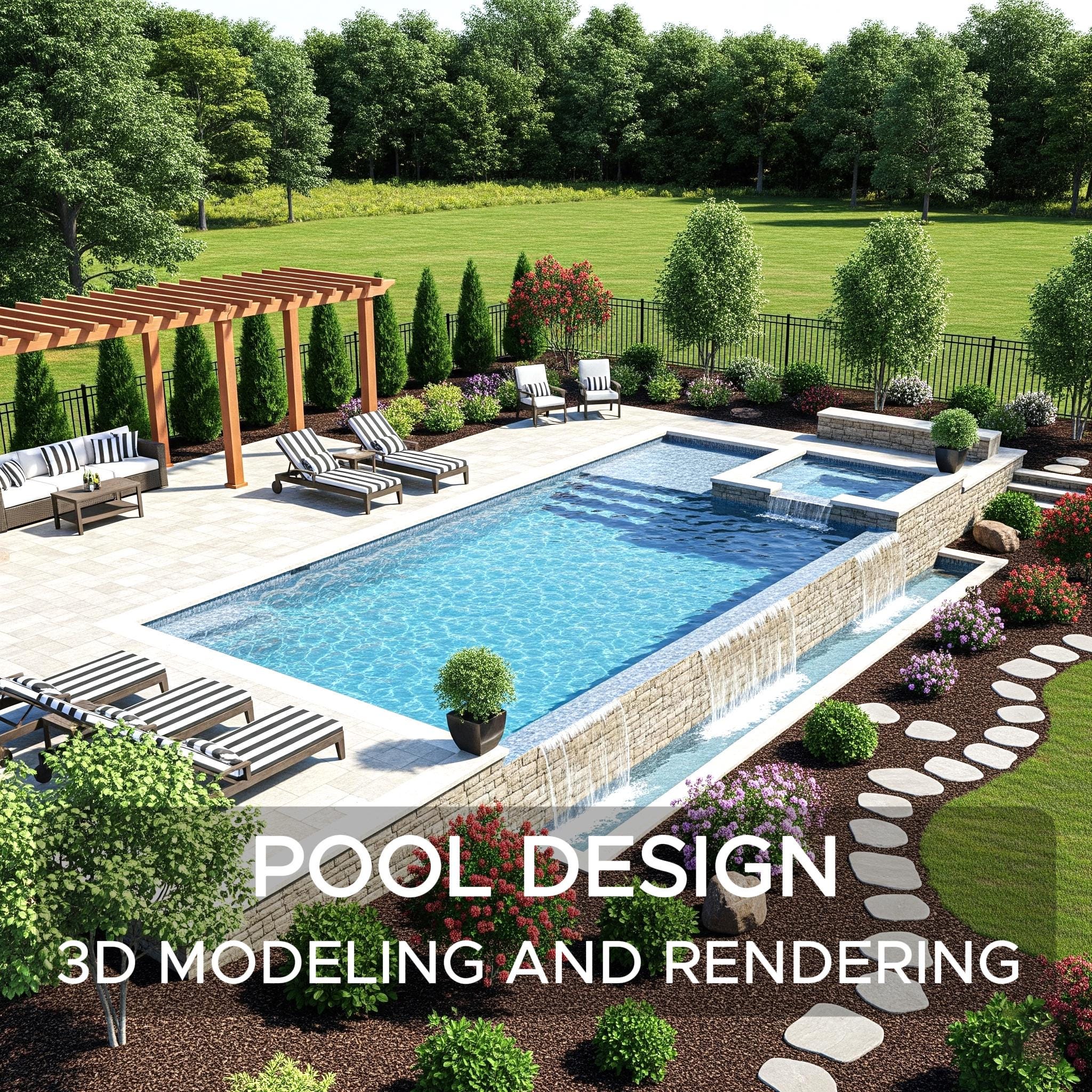 Swimming pool design plans - Etsy México, image size:2048x2048