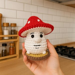Amigurumi Mushroom Man Pattern, Crochet Tutorials PDF File for Beginner, Crochet Plush Toy For Nursery Room